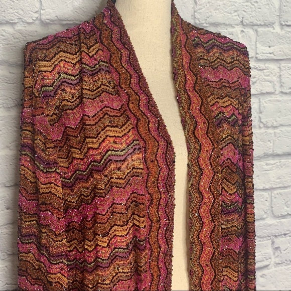 Marina Multicolored Zig Zag Fully Beaded Duster NWT - Picture 9 of 16